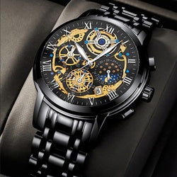 Stainless Steel Quartz Watch with Date Chronograph for Men