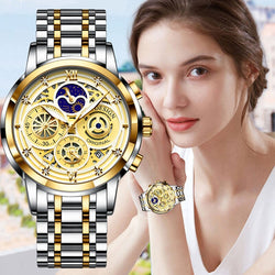 Rose Gold Stainless Steel Waterproof Wristwatch for Women