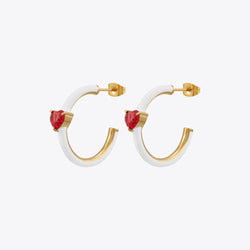 Enfashion Aros Drip Oil Heart Hoop Earrings Gold Color Stainless Steel Hoops Earings For Women Fashion Jewelry Party E231512