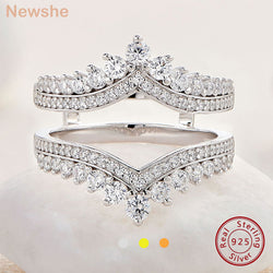 Sterling Silver Adjustable Enhancer Wedding Rings with AA Cubic Zircon for Women