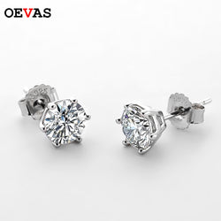 OEVAS Real 1 Carat D Color Moissatine Stud Earrings For Women 18K Gold Color 925 Sterling Silver Wedding Party Fine Jewelry