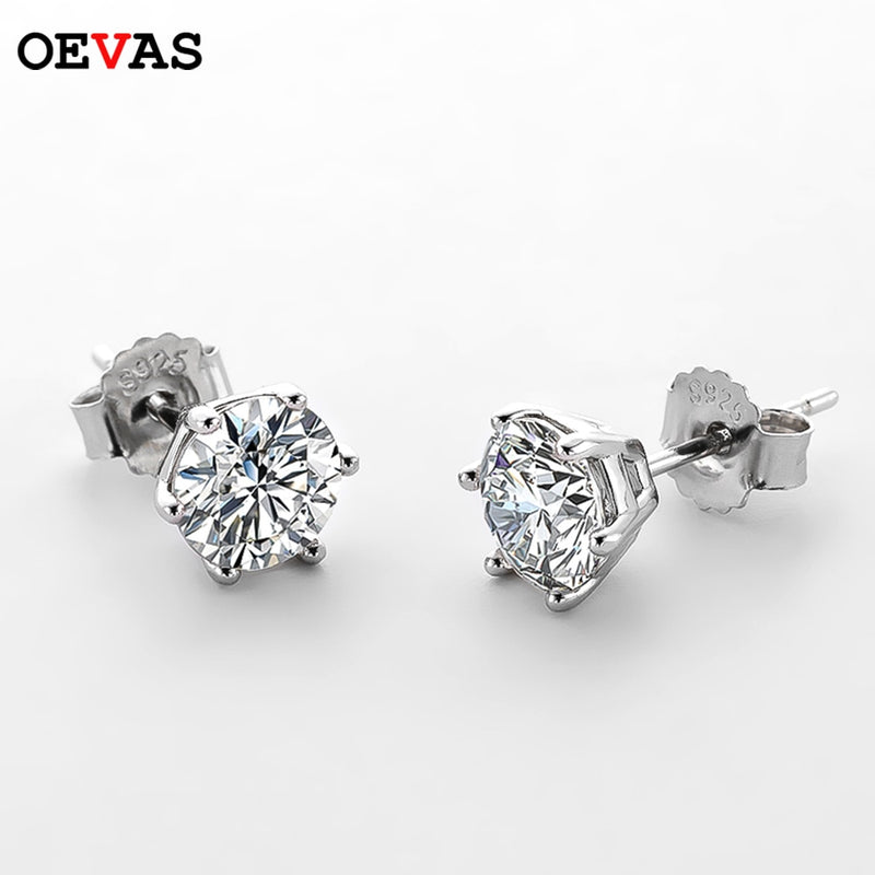 OEVAS Real 1 Carat D Color Moissatine Stud Earrings For Women 18K Gold Color 925 Sterling Silver Wedding Party Fine Jewelry