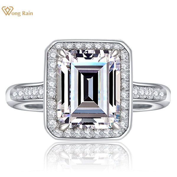 Wong Rain Vintage 925 Sterling Silver Emerald High Carbon Diamonds Gemstone Wedding Engagement Ring Fine Jewelry Wholesale