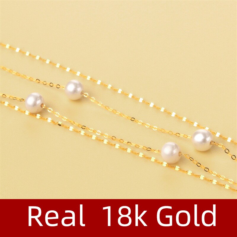 Real 18K Gold Natural Pearl Pendant Necklace for Women