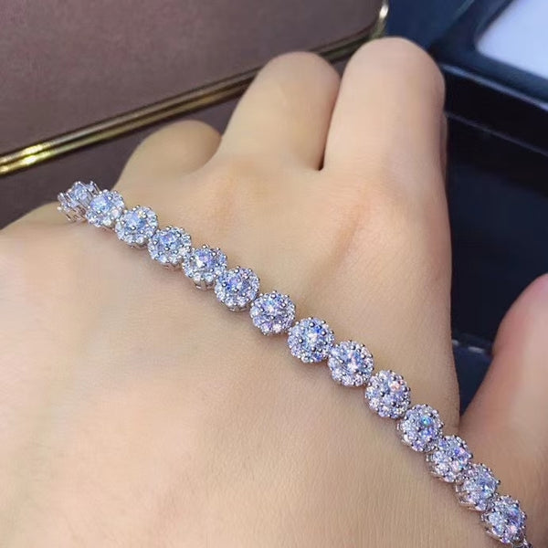 925 Sterling Silver Real Moissanite Diamond Tennis Bracelet for Women