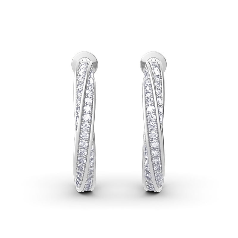 Sterling Silver 925 7.5ct Moissanite Diamond Hoop Earrings for Women