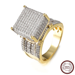 Gold Plated Hip Hop Ring with Cubic Zirconia for Men