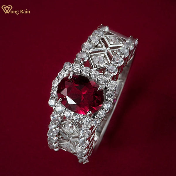 925 Sterling Silver 1.50 CTW Oval Cut Ruby and Diamond Ring for Women