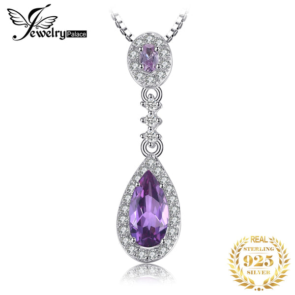 925 Sterling Silver Created Alexandrite Sapphire Drop Pendant for Woman