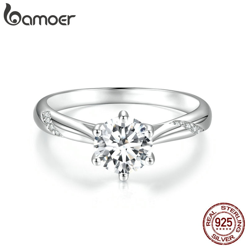 925 Sterling Silver 1ct Round Moissanite Solitaire Ring for Women