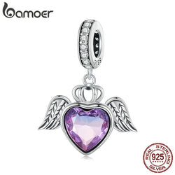 925 Sterling Silver Purple Heart Pendant Charms for Women