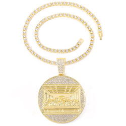 14K Gold Iced Out Full Drilling Last Supper Pendant Necklace for Men