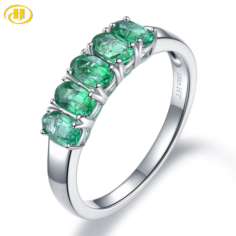 Sterling Silver 1.6 Carat Emerald Ring for Women