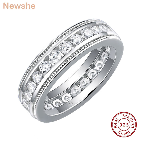 925 Sterling Silver A Cubic Zircon Wedding Rings for Men