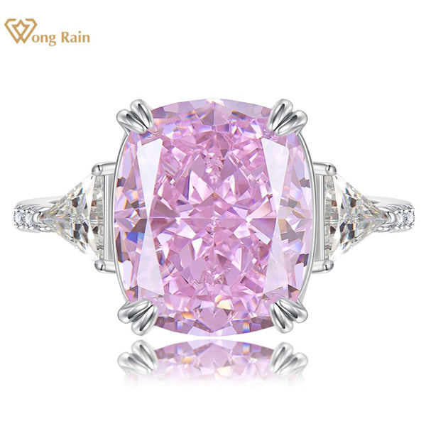 Wong Rain 925 Sterling Silver 5 CT Cushion Cut Simulated Moissanite Gemstone Diamonds Wedding Engagement Ring Fine Jewelry