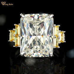 925 Sterling Silver Radiant Cut White Sapphire Ring for Women