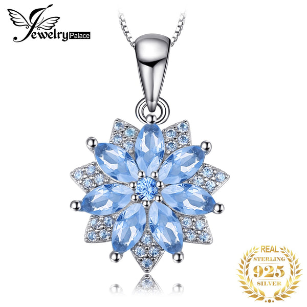 925 Sterling Silver Blue Spinel Pendant for Woman