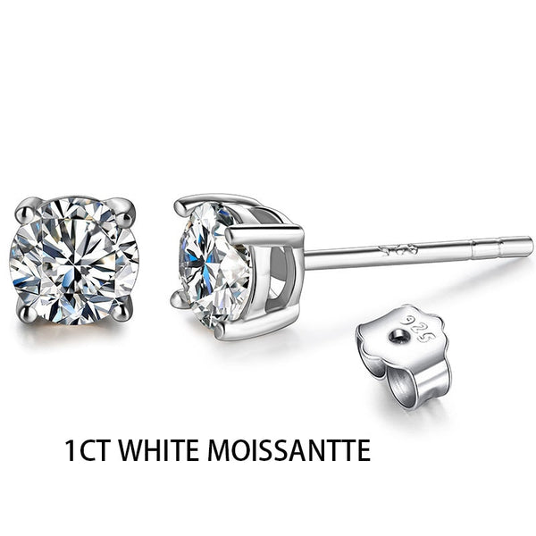 925 Sterling Silver 2 Carat Moissanite Stud Earrings for Women