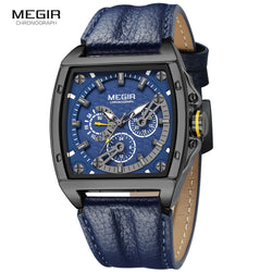 Quartz Leather Analog Waterproof Luminous Casual Sport Watches with Date Week for Men