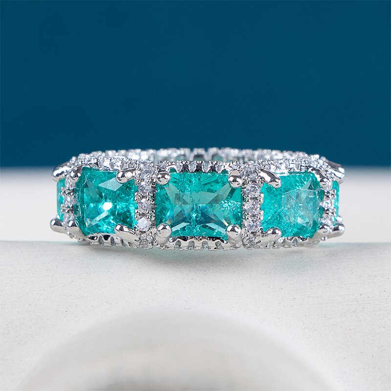 Sterling Silver Paraiba Gemstone Ring for Woman