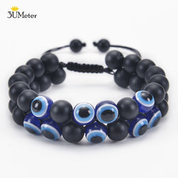 Sterling Silver Natural Turquoise Evil Eye Bracelet for Women