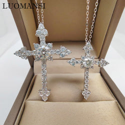 S925 Silver 0.5/1CT D Color Moissanite Cross Necklace for Women