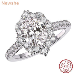 925 Sterling Silver Oval Cut 2.7Ct AA Cubic Zircon Engagement Ring for Women