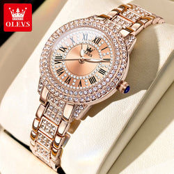 Stainless Steel Diamond Accent Fashion Quartz Wristwatch for Women