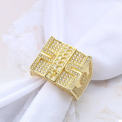 Silver Ring with Cubic Zirconia, Rhodium Gold Plated for Men