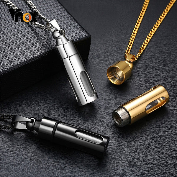 Stainless Steel Hollow Tube Pendant for Men or Women.