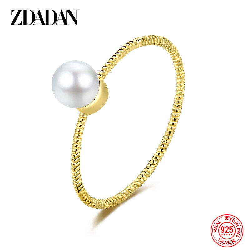 Sterling Silver Twisted Pearl Ring for Women