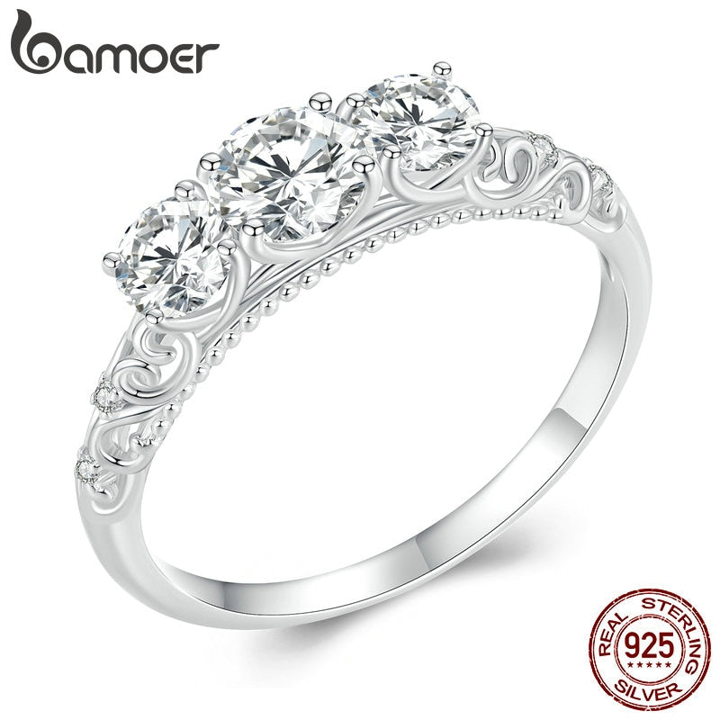 Platinum Plated 1.1CTTW Round Moissanite Ring for Women.