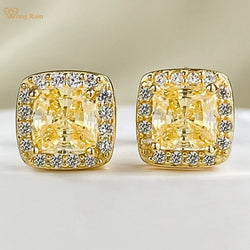 925 Sterling Silver Radiant Cut Citrine Stud Earrings for Women