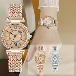 Stainless Steel Full Diamond Bracelet Watch for Women