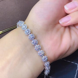 925 Sterling Silver Real Moissanite Diamond Tennis Bracelet for Women