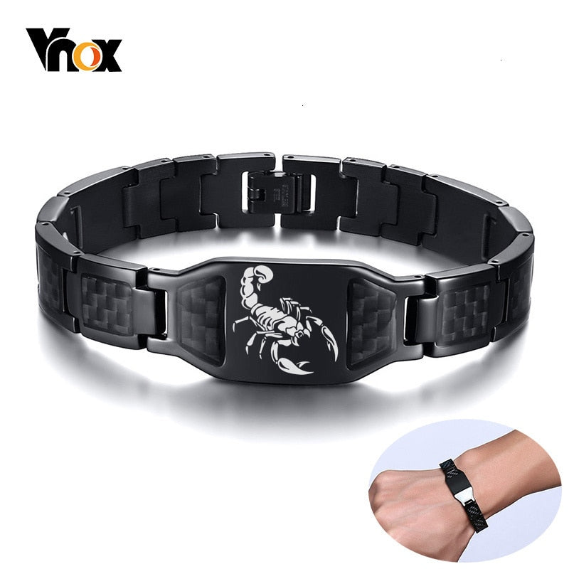 Stainless Steel Scorpion Cross Shield Images Chain Bracelet for Men