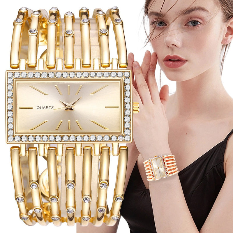 Stainless Steel Hollow Quartz Watch for Women