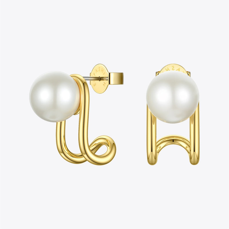ENFASHION Piercing Pearl Stud Earrings For Women Gold Color Earings Aretes De Mujer Christmas Fashion Jewelry Wholesale E191144