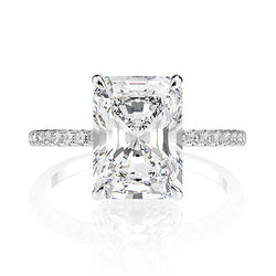 S925 Sterling Silver 4ct Radiant Cut Moissanite Solitaire Ring for Women