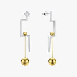 Enfashion Geometric Balance Drop Earrings For Women Contrast Color Stainless Steel Long Hanging Earings Jewelry Oorbellen EB1025