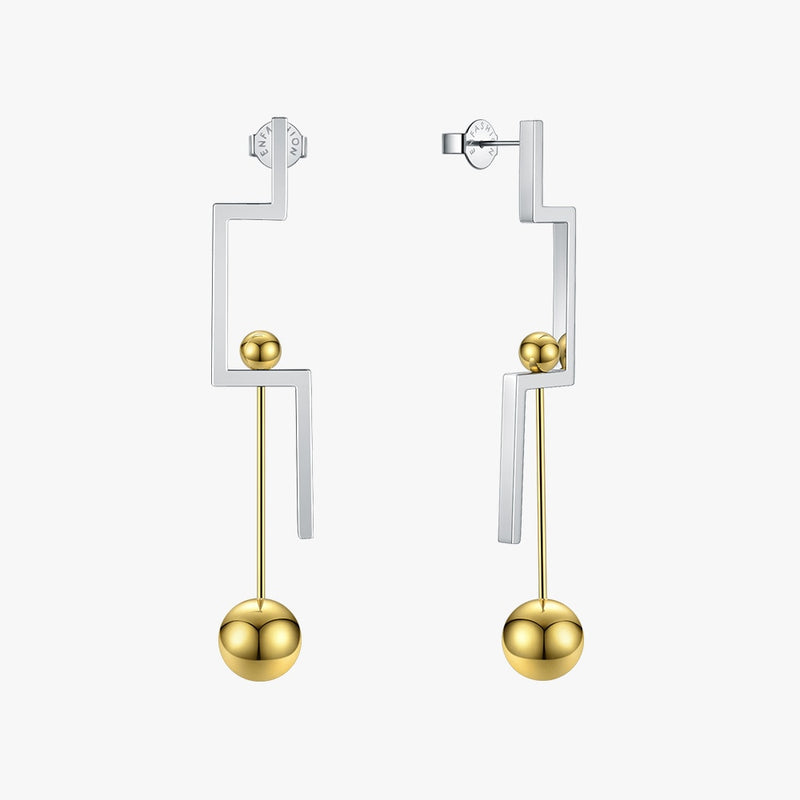 Enfashion Geometric Balance Drop Earrings For Women Contrast Color Stainless Steel Long Hanging Earings Jewelry Oorbellen EB1025