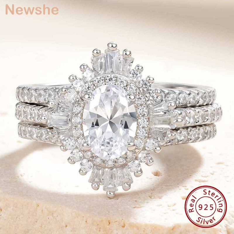 Sterling Silver Sunflower Engagement Rings with Oval Cut Cubic Zirconia for Women