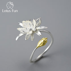 925 Sterling Silver Night-Blooming Cereus Flower Adjustable Ring for Women