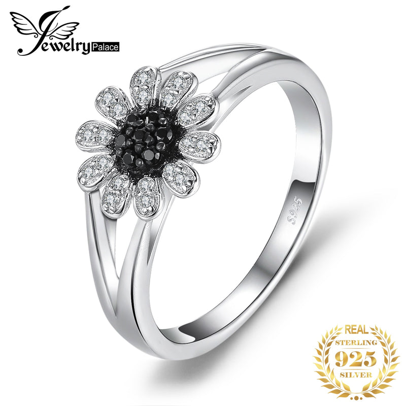 Sterling Silver Black Spinel Ring for Women