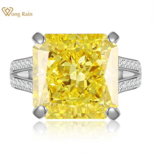Wong Rain 925 Sterling Silver 6 CT Crushed Ice Cut Simulated Moissanite Gemstone Diamonds Wedding Engagement Ring Fine Jewelry