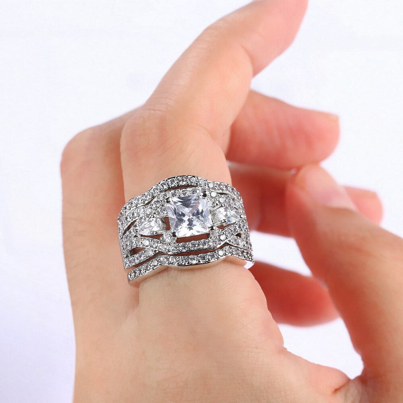 Gold Engagement Ring Set Diamond 0.50ctw for Women