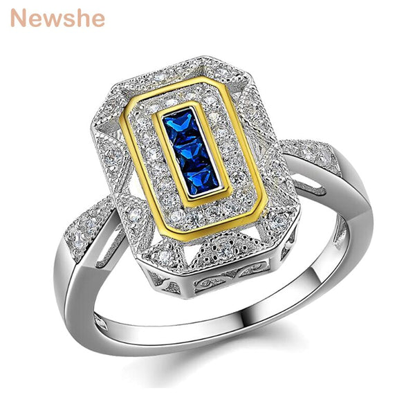 925 Sterling Silver Blue Zirconia Engagement Wedding Ring for Women