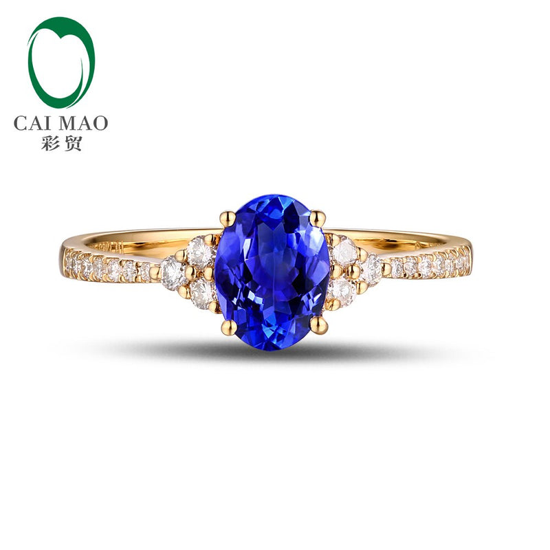 18KT Yellow Gold Tanzanite and Diamond Gemstone Ring for Her