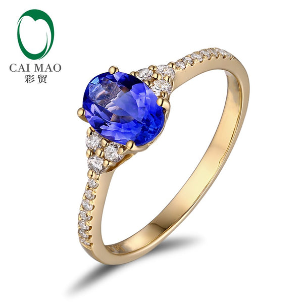 18KT Yellow Gold Tanzanite and Diamond Gemstone Ring for Her