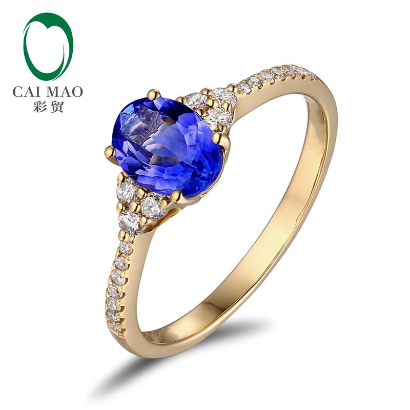 18KT Yellow Gold Tanzanite and Diamond Gemstone Ring for Her